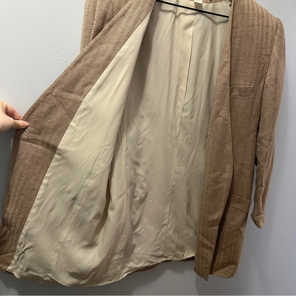 Vintage Christian Dior 1980s Tweed Blazer Classic Tailored Pockets Size 14